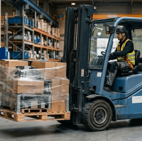 chariot élévateur électrique de 5 tonnes sur site industriel