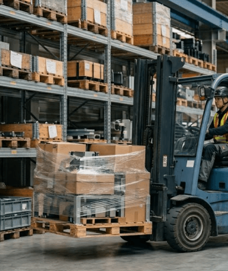 manutention de charges avec chariot élévateur électrique de 5 tonnes
